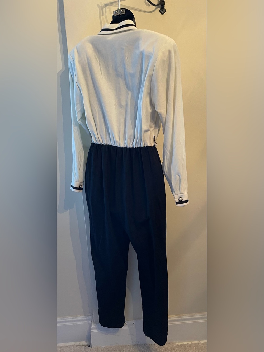 Kim Kelly Petite Black & Cream Embroidered Jumpsuit Size 6P - Picture 5 of 15